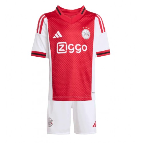 Stroje piłkarskie Ajax Koszulka Podstawowej dla dzieci 2025-26 Krótki Rękaw (+ szorty)